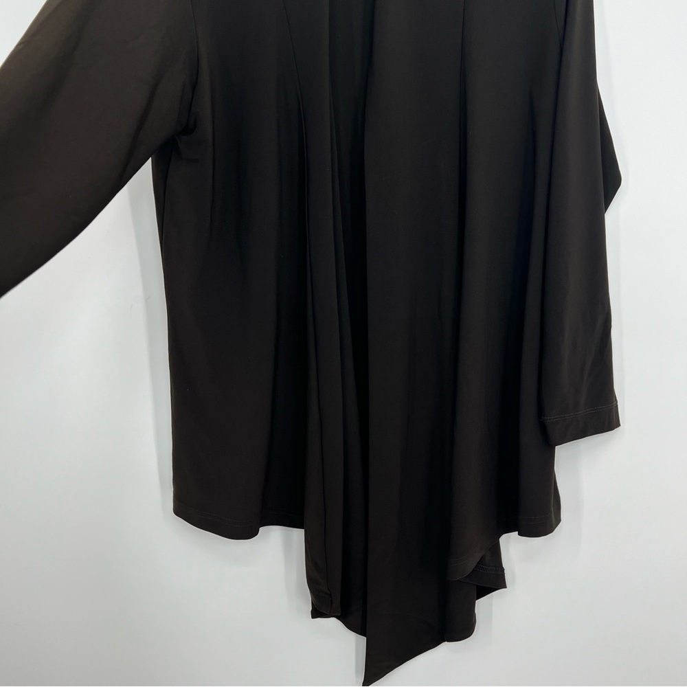 Sympli Open Front Lightweight Cardigan Ruffle Nu Urban Shrug Brown Top Jersey 12 - Picture 5 of 9